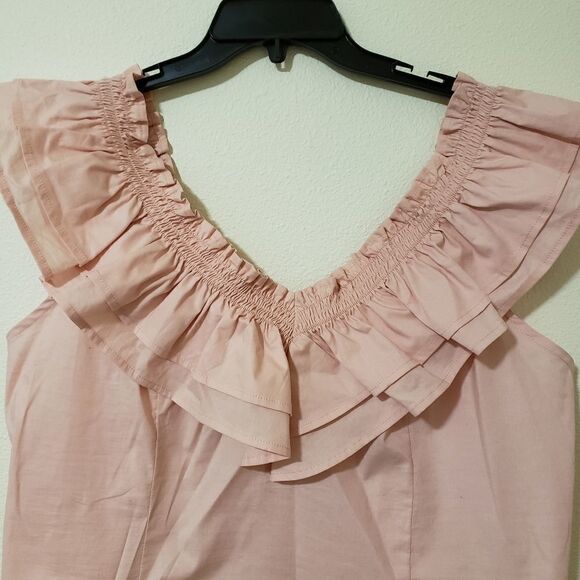 Women's Sleeveless Ruffle Top - Wild Fable PINK SIZE XL - Picture 3 of 4